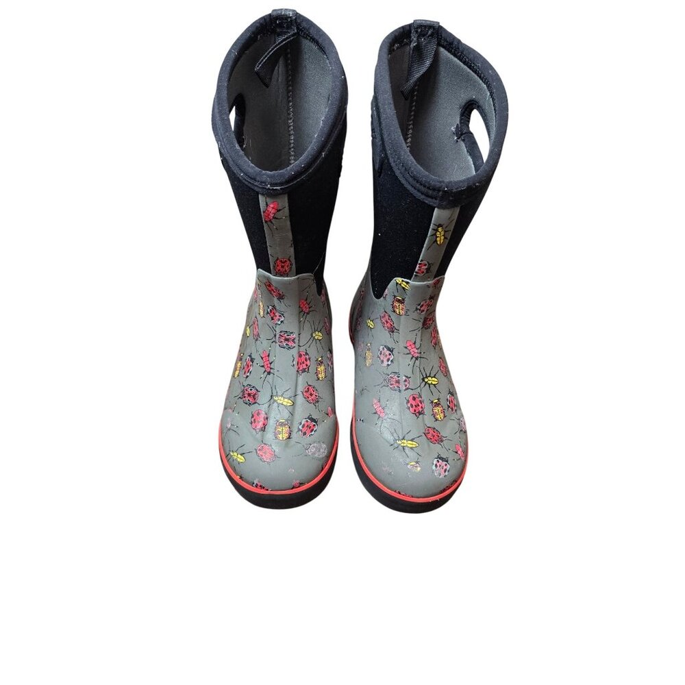 Bogs Youth Waterproof Pull-On Ladybug Print Rain Neoprene Rubber‎ Boots Size 3